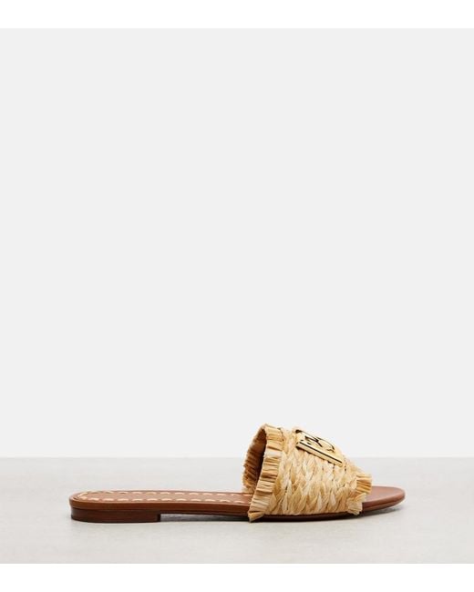 Dolce & Gabbana Natural Dg Raffia-Effect Slides