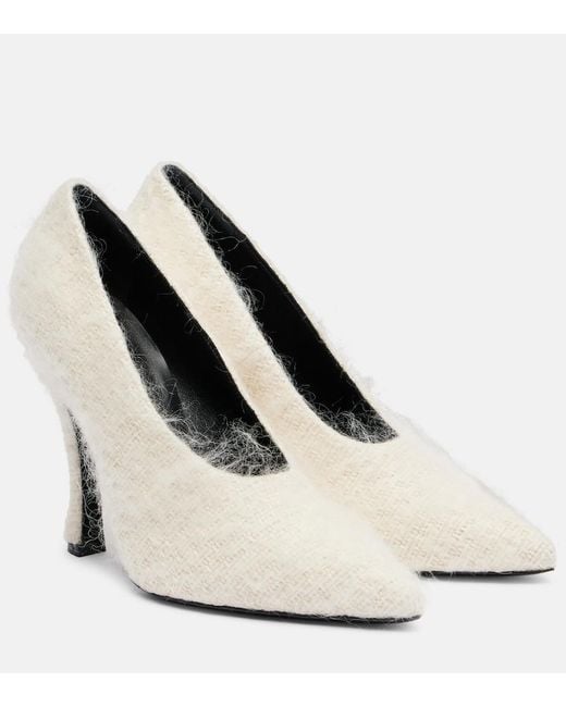 Magda Butrym White Leather-Trimmed Pumps