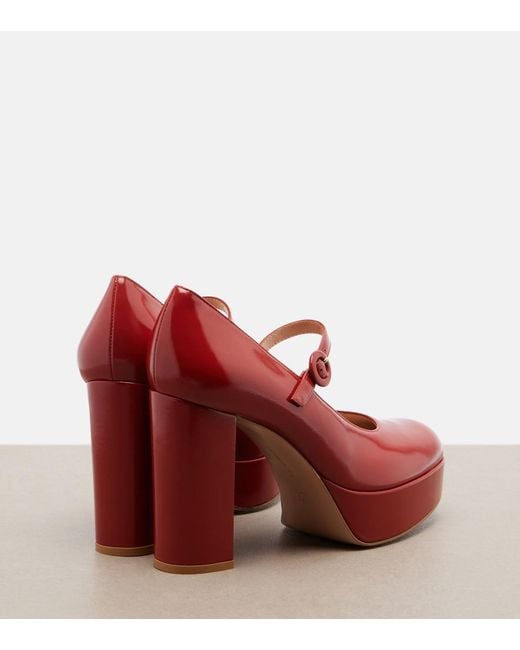 Gianvito Rossi Red Patent Leather Mary Jane Pumps