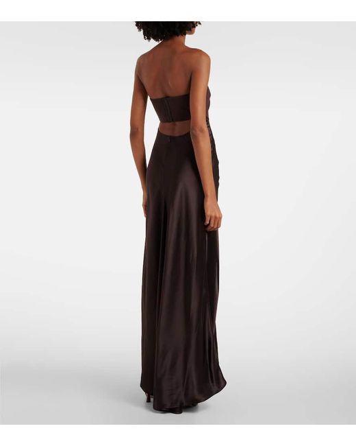Staud Black Wayfaring Gathered Strapless Midi Dress