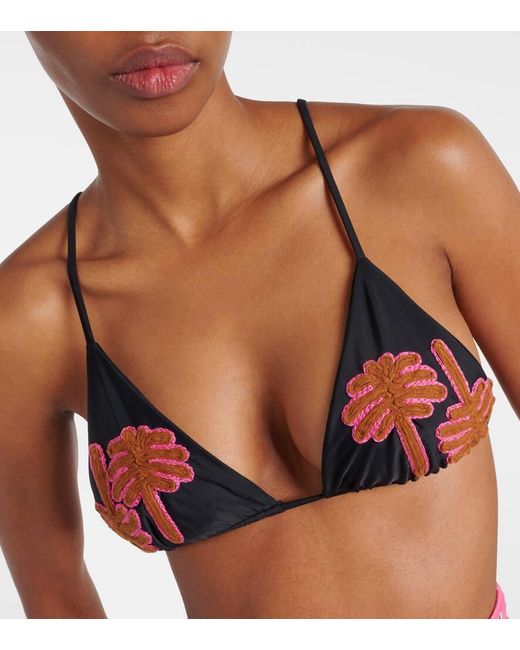 Johanna Ortiz Multicolor Besticktes Bikini-Oberteil