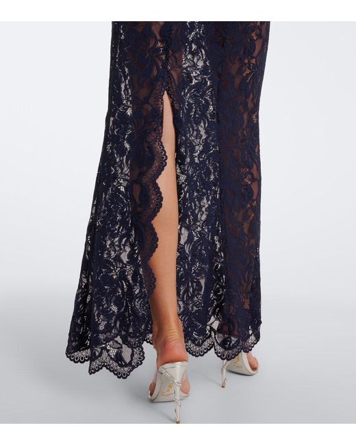 Rabanne Blue Lace High Neck Maxi Dress