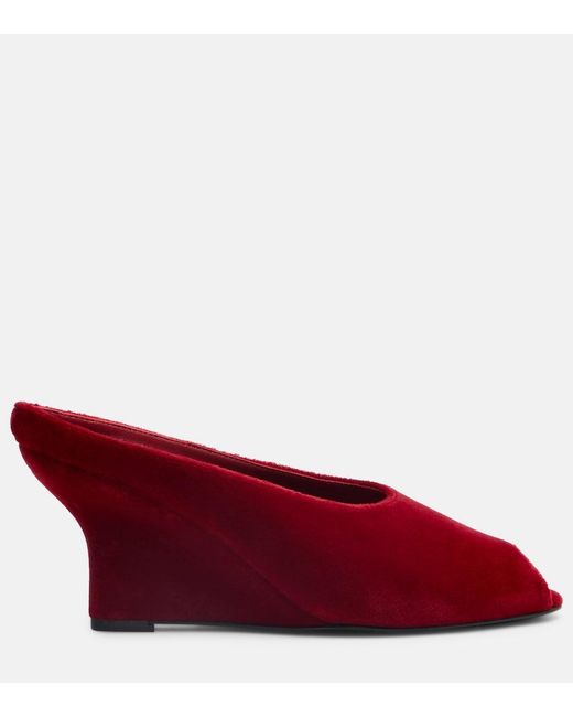 Totême  Red Velvet Wedge Mules