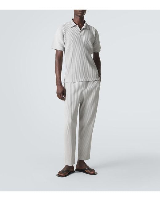 Homme Plissé Issey Miyake Gray Basics Pleated Polo Shirt for men