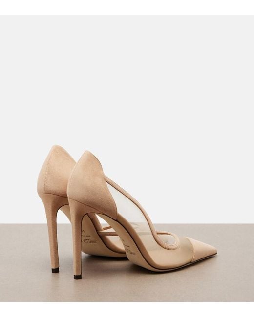 Jimmy Choo Natural Brigitte Suede And Mesh Pumps