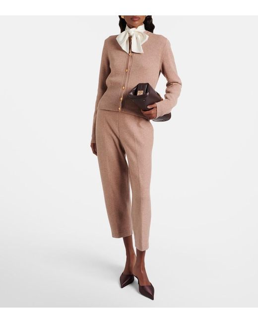 Loro Piana Natural Rose Island Cashmere And Linen Cropped Pants