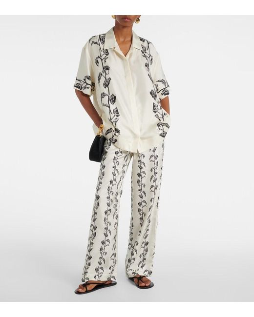 Asceno Natural Montauk Silk Twill Bowling Shirt