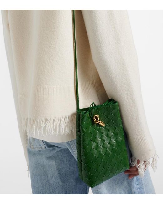 Bottega Veneta Green Andiamo Mini Leather Crossbody Bag