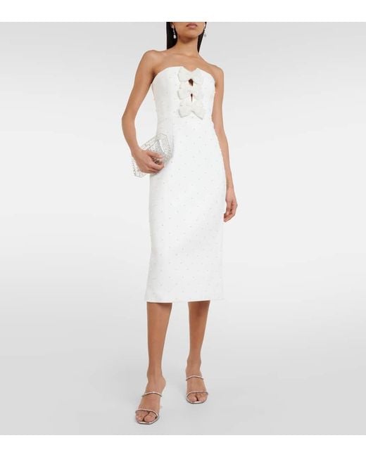 Novia - vestido midi Ophelia de crepe adornado Rebecca Vallance de color White