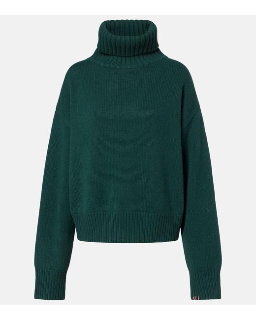 Extreme Cashmere Green Rollkragenpullover Crop Xtra Aus Kaschmir
