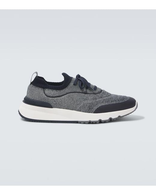 Brunello Cucinelli Sneakers Aus Strick in Blue für Herren