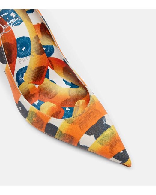 Christian Louboutin Orange Miss Z Canvas Pumps 100