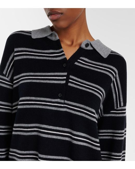 Nili Lotan Black Galvez Striped Cashmere Polo Sweater