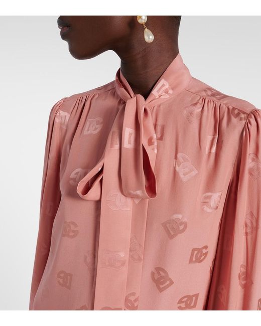 Dolce & Gabbana Pink Dg Silk Satin Blouse