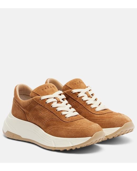 Hogan Brown H669 Suede Platform Sneakers