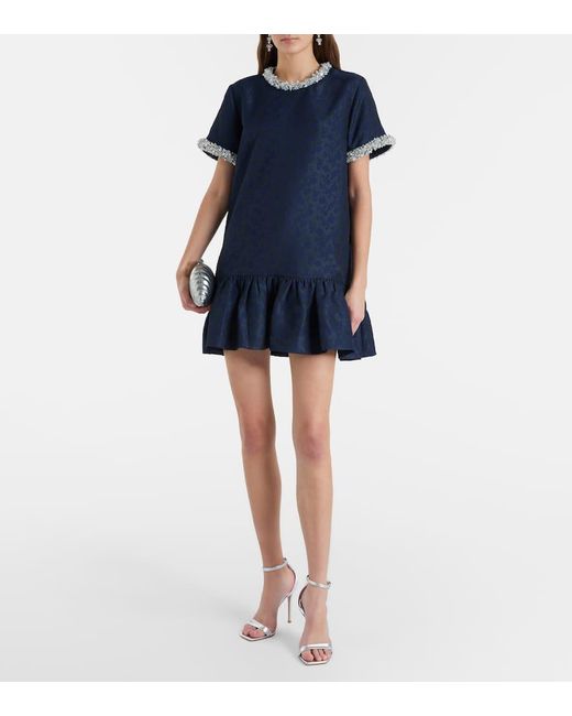 Vestido Corto Alison De Jacquard Adornado Jonathan Simkhai de color Blue