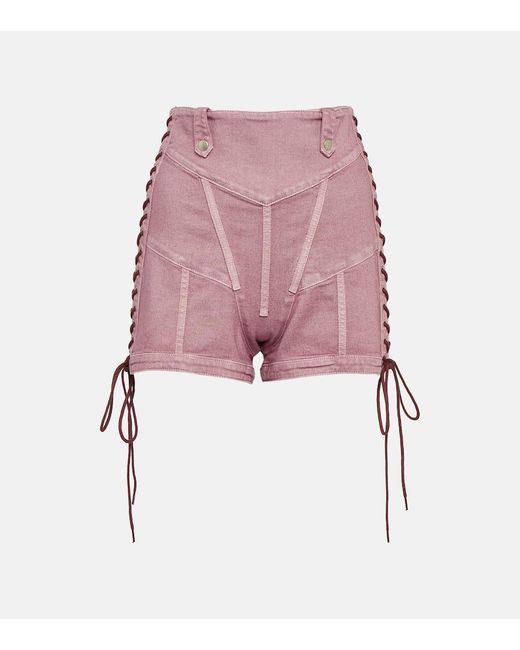 X KNWLS - Shorts di jeans a vita alta di Jean Paul Gaultier in Pink