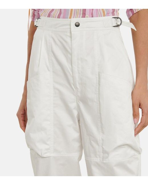 Isabel Marant White Ferima High-Rise Tapered Cotton Pants