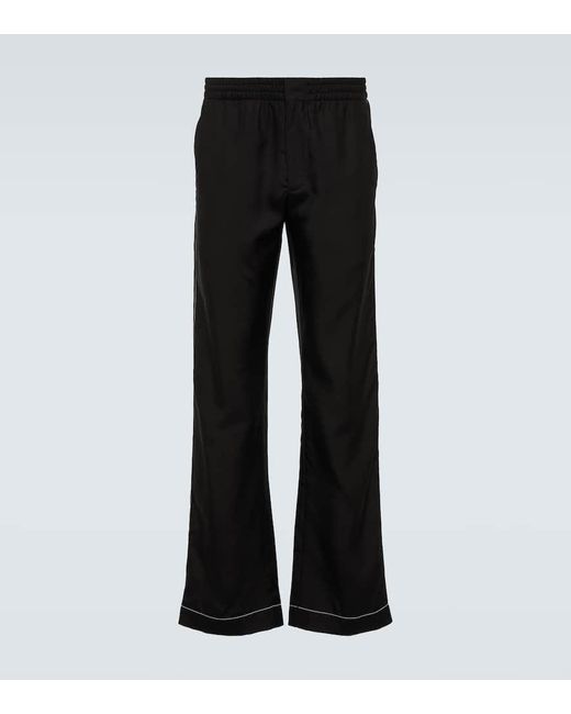 Pantalones anchos de seda Prada de hombre de color Black