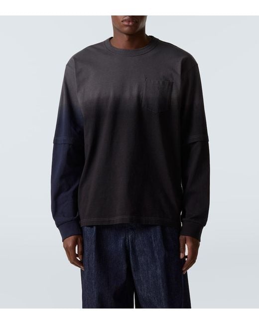 Sacai Black Dyed Cotton Sweatshirt for men