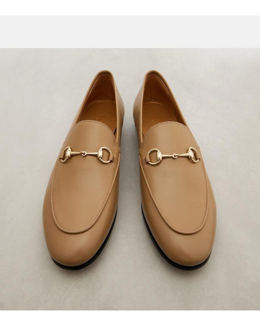 Gucci Natural Jordaan Horsebit Leather Loafers