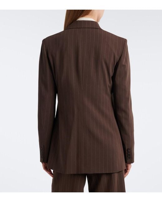 Ralph Lauren Brown Pinstripe Double-Breasted Wool Blazer