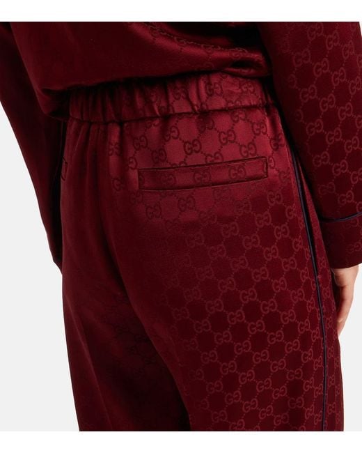 Gucci Red Weite Hose Gg Aus Satin