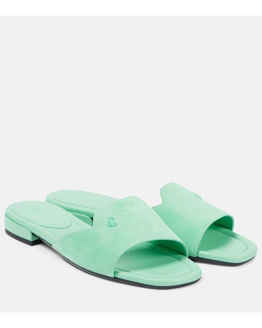 Jimmy Choo Green Pantoletten Dina Aus Veloursleder