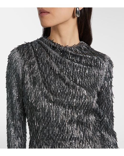 Erdem Gray Maxikleid Mit Pailletten