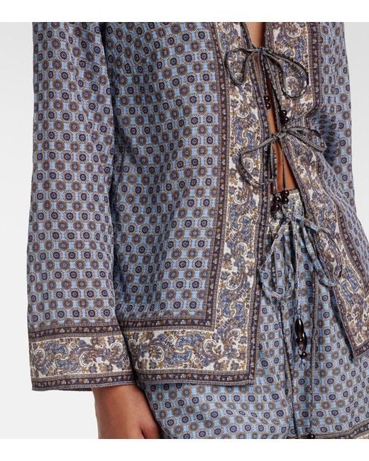 Veronica Beard Blue Eva Printed Blouse