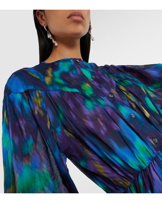 Isabel Marant Blue Maggy Printed Cotton Midi Dress