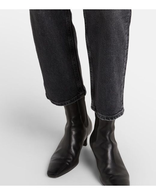 Agolde Black 90's Pinch Waist Crop Straight Jeans