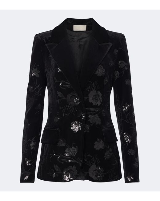 Elie Saab Black Sequined Velvet Blazer