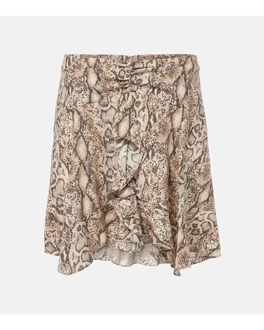 Isabel Marant Natural Ozany Snake-Print Silk-Blend Miniskirt
