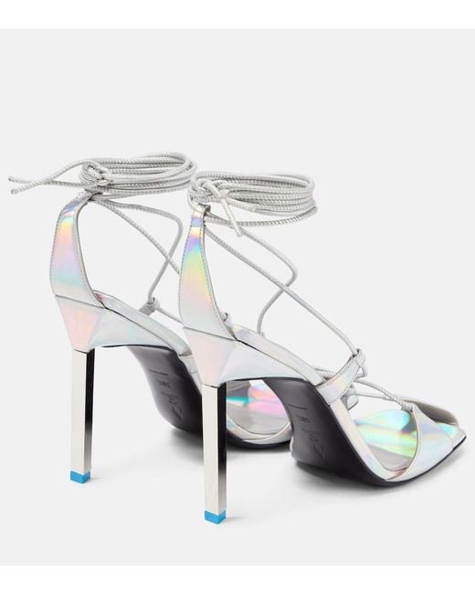 The Attico White Adele Metallic Leather Sandals