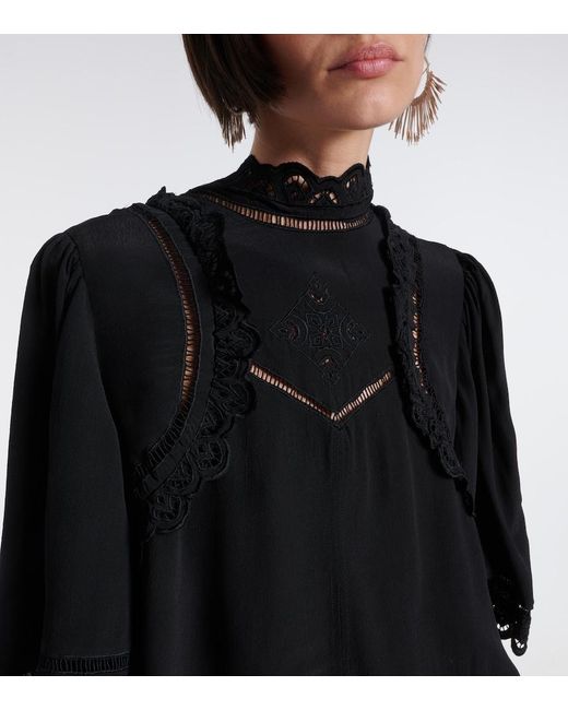 Isabel Marant Black Frany Broderie Anglaise Crepe Top