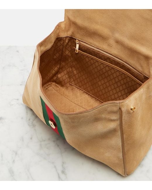 Gucci Natural Paparazzo Medium Suede Top-Handle Bag