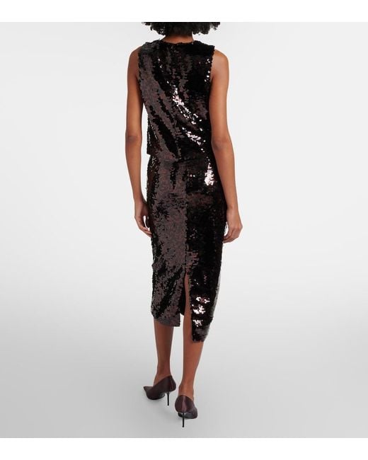 Staud Black Ciara Sequined Pencil Skirt