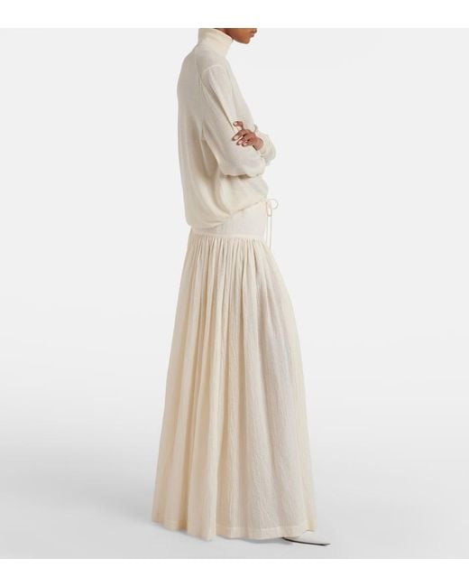 The Row White Berenice Cotton Muslin Wide-Leg Pants