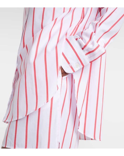 Frankie Shop Red Lui Striped Cotton Poplin Shirt