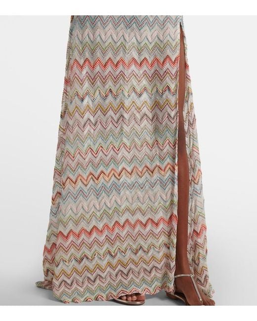 Missoni White Zigzag Metallic Maxi Skirt