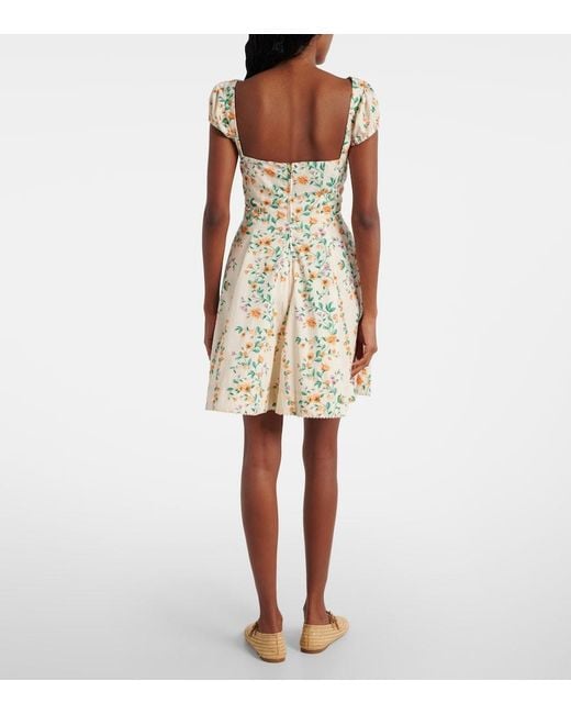 Agua Bendita Metallic Mati Floral Cotton Poplin Minidress