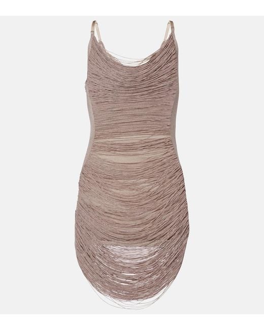 The Attico Brown Fringed Minidress