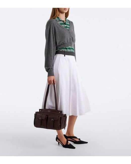 Prada Brown Route Medium Leather Tote Bag