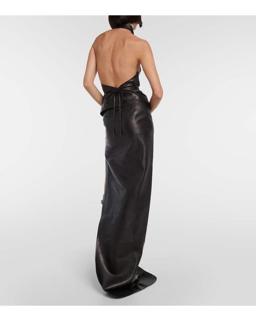 Top De Piel Con Cuello Halter Ann Demeulemeester de color Black