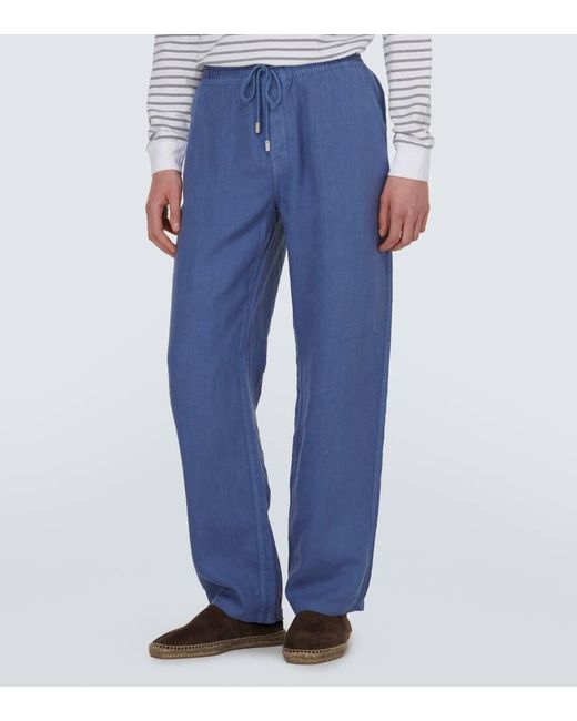 Pantalones anchos Pacha de lino Vilebrequin de hombre de color Blue