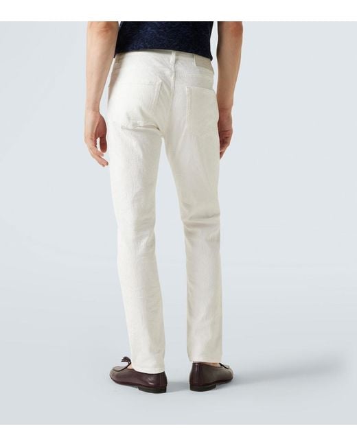 Etro White Pegaso Low-Rise Straight Jeans for men