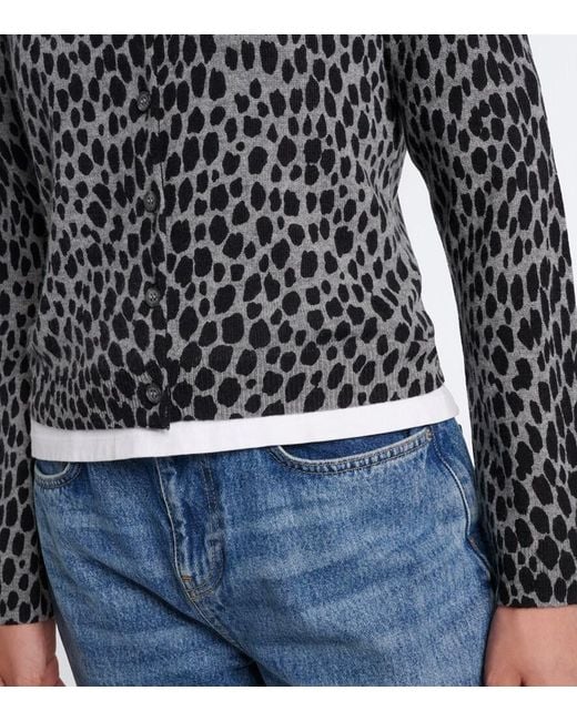 Nili Lotan Black Keelah Leopard-Print Cashmere Cardigan