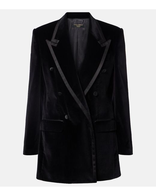 Dolce & Gabbana Black Cotton-Blend Velvet Tuxedo Jacket