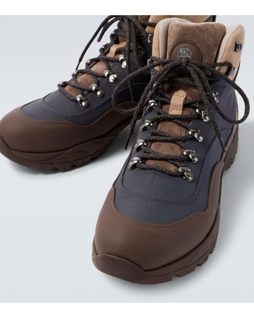 Brunello Cucinelli Schnuerstiefel Mit Leder in Blue für Herren